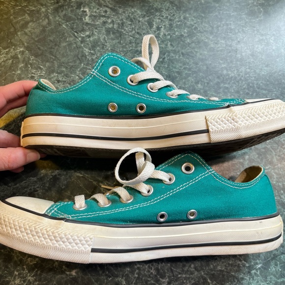 Converse All Star Low Top Teal Canvas Sneakers - Picture 3 of 8
